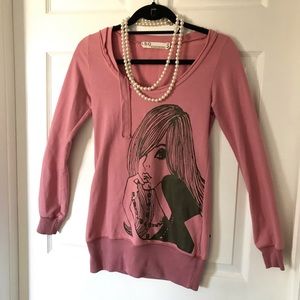 Pink Scoopneck Sweater with Lady